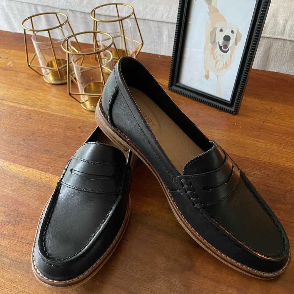 Sperry Seaport Penny Loafer Nubuck Leather Black